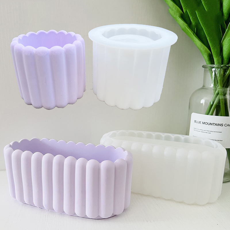 Potsticker Mold - Oval Cement Flowerpot Silicone Mold Round