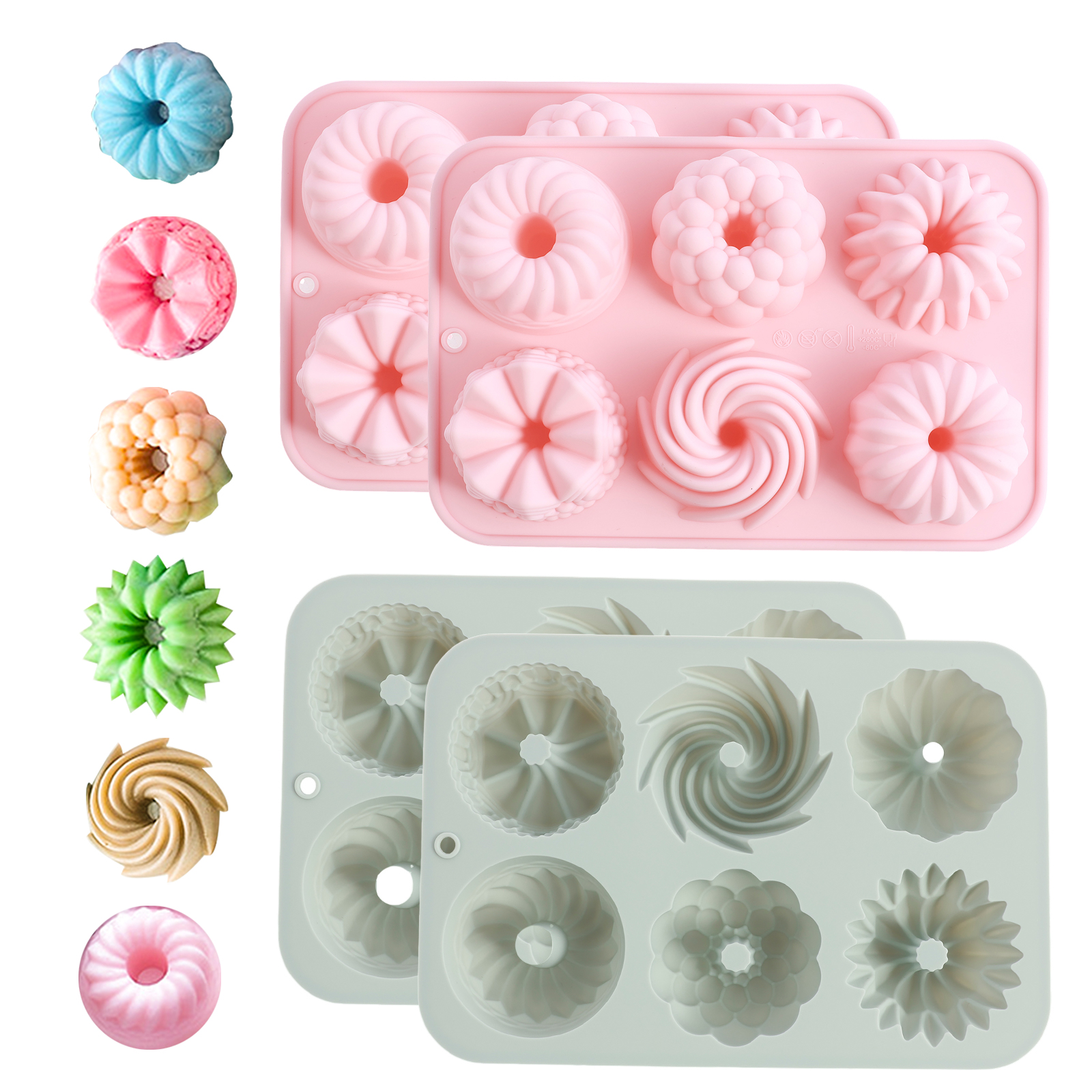 6-Cavity Silicone Fluted Tube  - Donut Mold Silicone 评论和价格