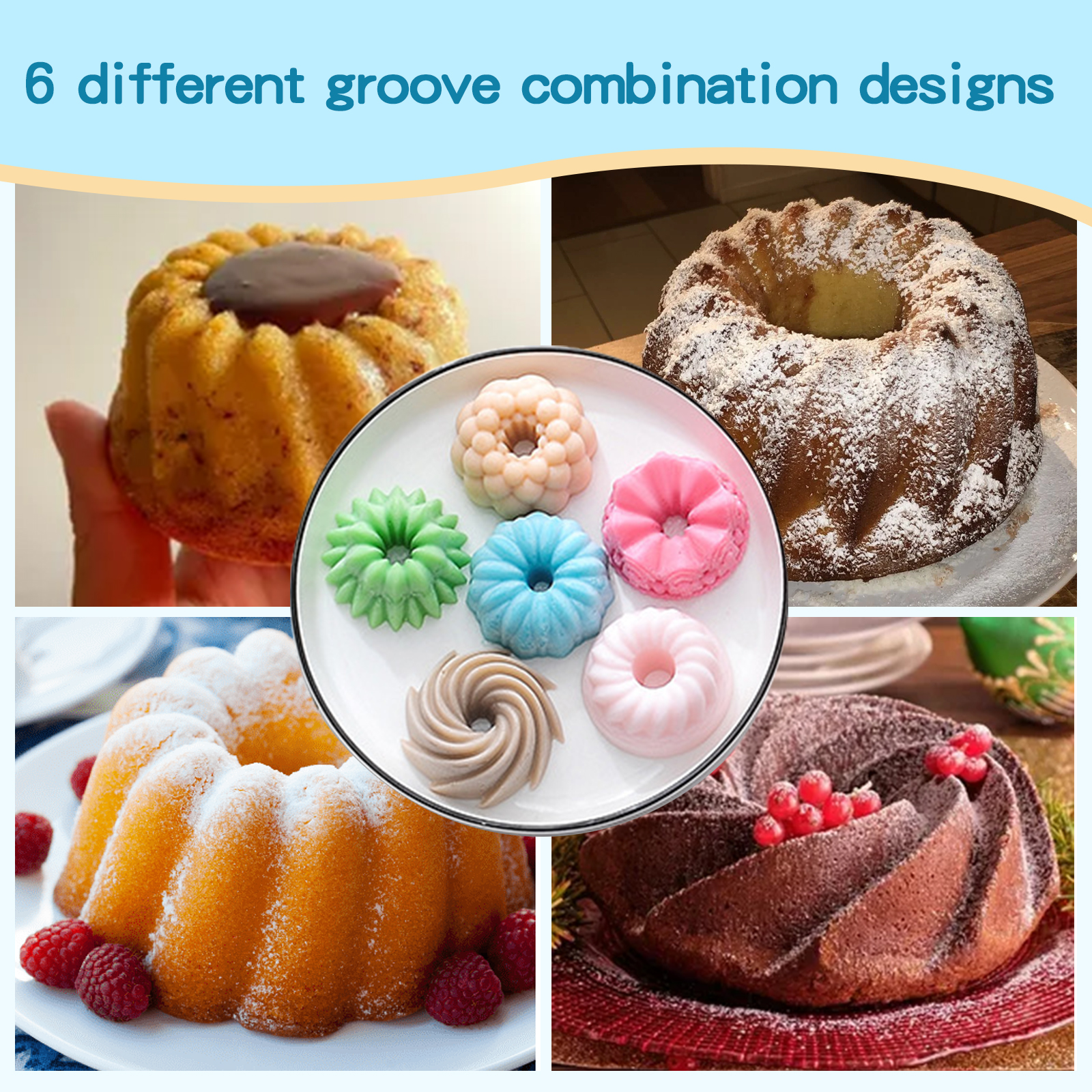6-Cavity Silicone Fluted Tube  - Donut Mold Silicone 评论和价格