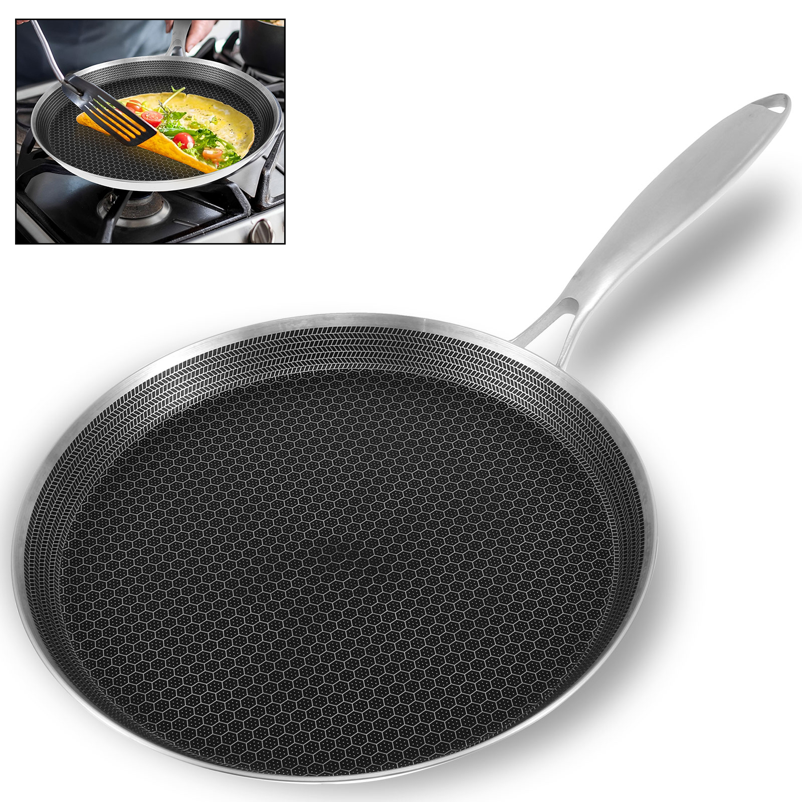 Stainless Steel Frying Pan Non - Danish Pancake Pan 评论和价格