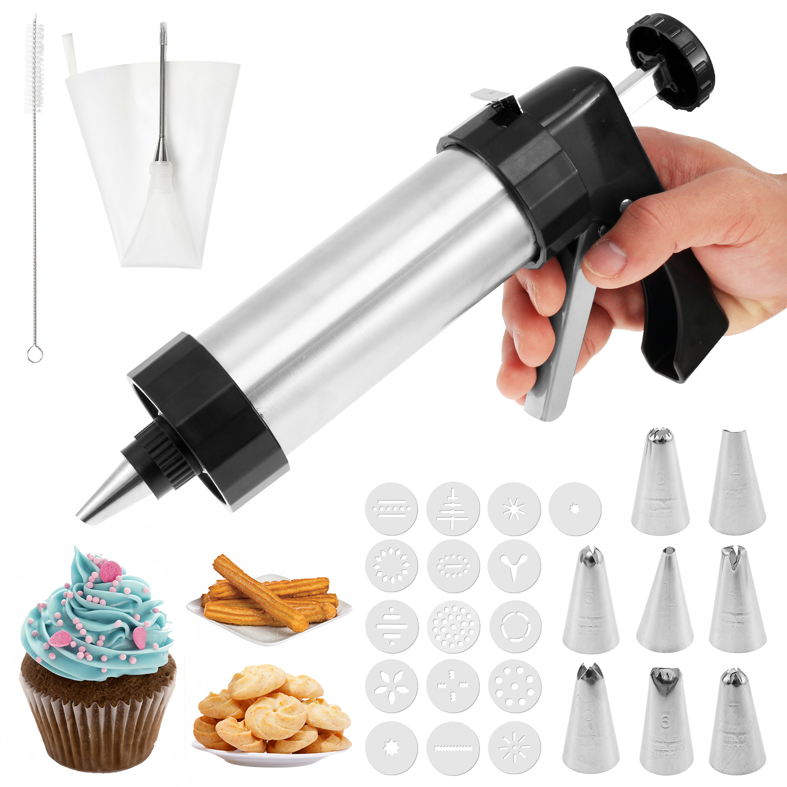 Stainless Steel Cookie Gun Chu - Churros Maker Gun 评论和价格